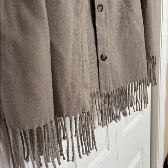 Taupe Fringe Button-Up Shacket - Picture 7 of 7